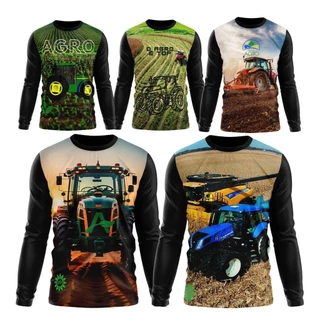 Camisa Camiseta Masculina e Feminina Uv Proteção Solar Agro Rural Trator