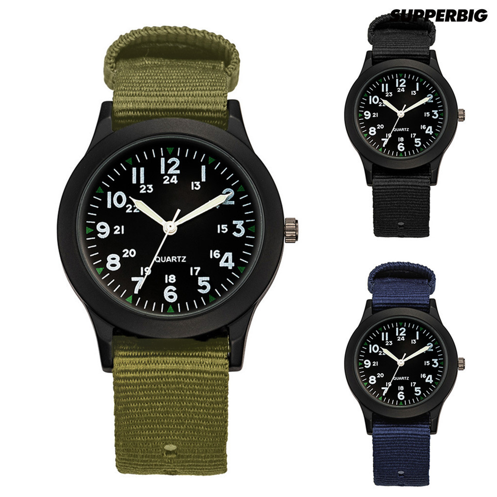 Suppesnh Fashion Men Round Dial Nylon Band Relógio De Pulso De Quartzo Para Esportes Ao Ar Livre