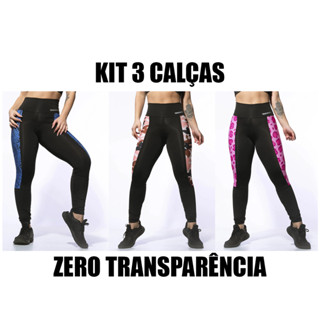 Calça Legging Academia Feminina com Recorte Lateral Sublimada Azul, Marrom e Rosa - Empina Bumbum Suplex Fitness Warfit
