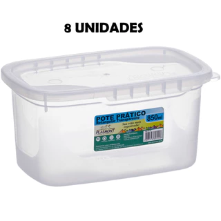 jogo de 8 Potes Práticos 850Ml, ideal para organizar sua cozinha