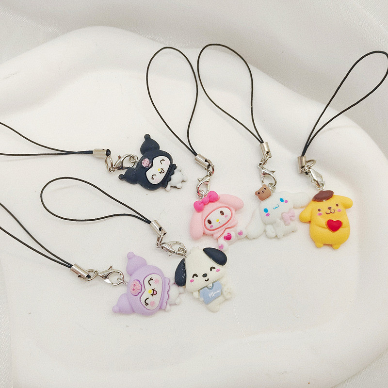 Novo Pingente Sanrio Phone Pendant Melody Cinnamoroll Porta-Chaves Kuromi Saco Decoração De Cordas Penduradas