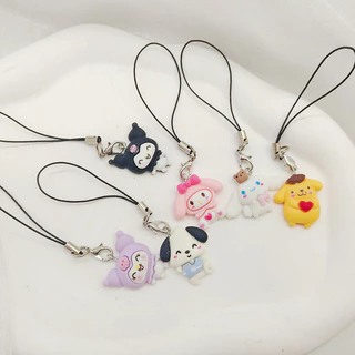 Novo Pingente Sanrio Phone Pendant Melody Cinnamoroll Porta-Chaves Kuromi Saco Decoração De Cordas Penduradas