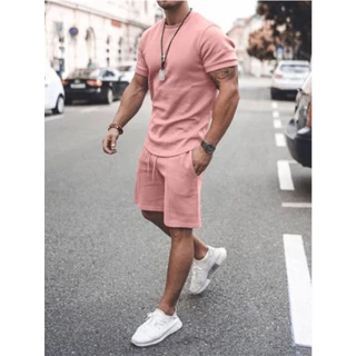Conjunto Liso Bermuda e Camiseta Kit Masculino Verão Novidade KF