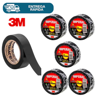 Kit 5 Fita Isolante 3M Imperial Slim Preta 18mm - 5 Metros 10 Metros e 20 Metros Cabos Manutenção