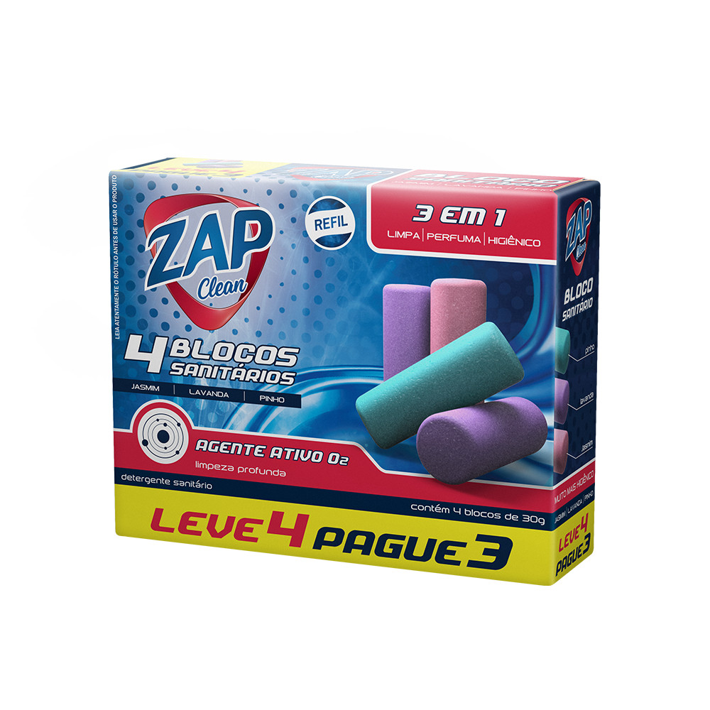 Bloco Sanitário Zap Clean - Refil - Leve 4 Pague 3