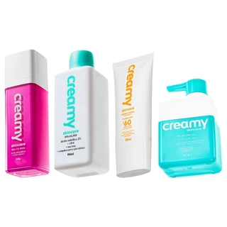 Kit Creamy Acidos, Gel de limpeza 180ml, Protetor solar 50ml