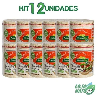 KIT 12 Biscoito de Arroz Grande Sem Glúten Vegano 80g - Natural Life