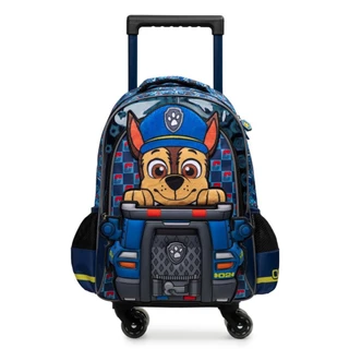 Mochila de 4 Rodinhas Masculina Infantil Patrulha Canina Chase Azul