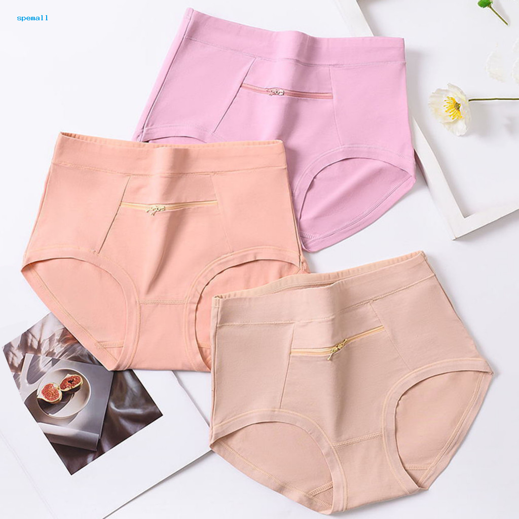 Women Underwear with Cash Pocket Lightweight and Stretchy Panties High  Waist Cotton Anti-theft Zipper for Breathable for Middle-aged