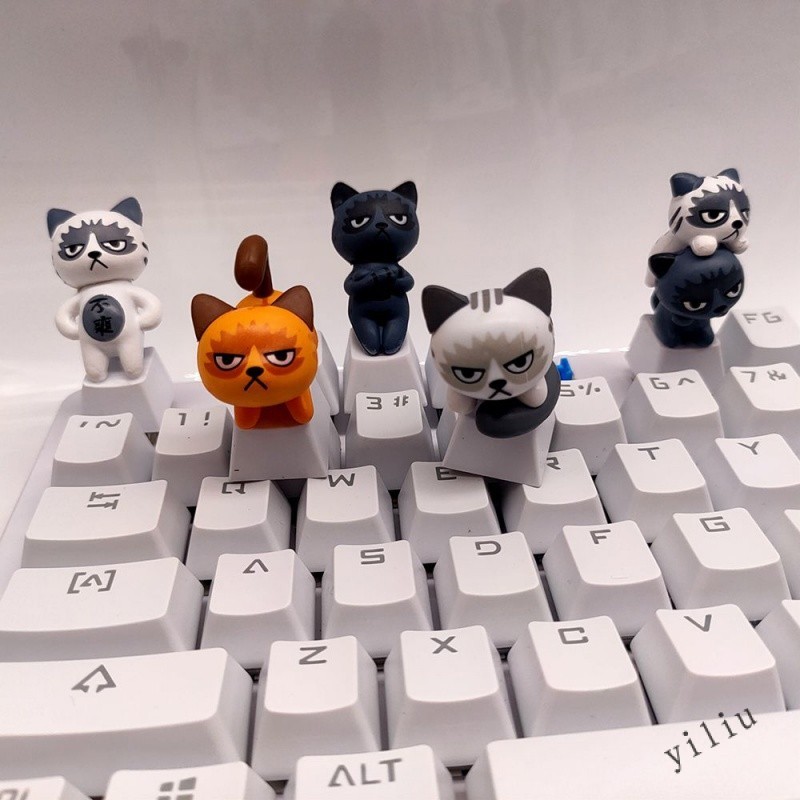 [yiliu] Teclado Teclado Teclado Teclado Teclado Mecânico Keycap Teclado Mecânico Keycap Cross Axis Unhappy Cat Translúcido Teclado Mecânico Personalizado Teclado Mecânico Personalizado Teclado Mecânico Keycap ESC Botão Fofo Tridimensional Único Anime Cria
