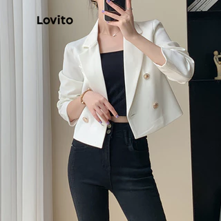 Lovito Casual Blazer Feminino Liso com Botão Frontal LNA41211 em Promoção na Shopee Lovito Casual Blazer Feminino Liso com Botão Frontal LNA41211