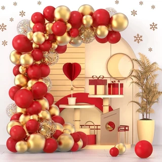 Balões De Confettis De Ouro Vermelho Garland Arch Kit , 120 Látex Metálicos PCS Para Casamento De Aniversário , Celebrações , Festa Do Dia Dos Namorados