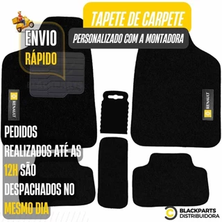 Jogo Tapete De Carpete Personalizado Renault Luxo Preto