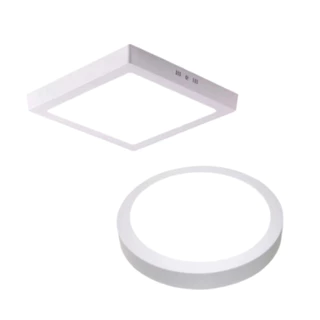 kit 5 Painel Led 12w aluminio plafon Sobrepor Quadrado ou Redondo bivolt