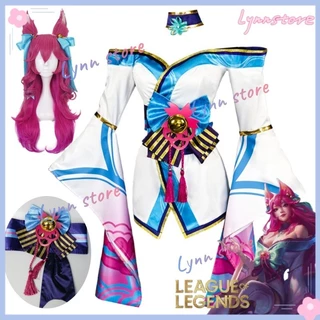 Spirit Blossom Ahri Cosplay Costume Wig League of Legends Jogo Traje De Carnaval Anime Festa Vestido Completo