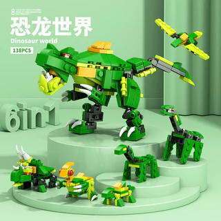 6 em 1 Robô Lego Bloco de construção compatível Robô Helicóptero Castelo Helicóptero Modelo de veículo blindado Montagem Educacional Presente de brinquedo