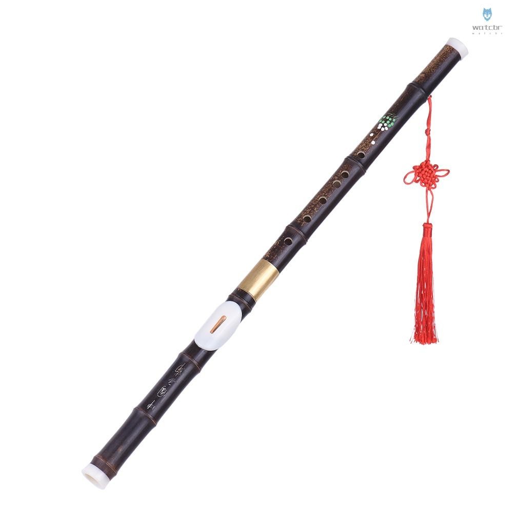 [watc] Detchable Natural Black Bamboo Bawu Ba Wu Transverse Flute Pipe Instrumento Musical Em G Chave Para Os Amantes Da Música Iniciantes Como
