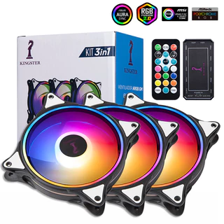 Kit 3 12cm Cooler Fan For Computer With Cooler Rgb Led Support ARGB AURA SYNC