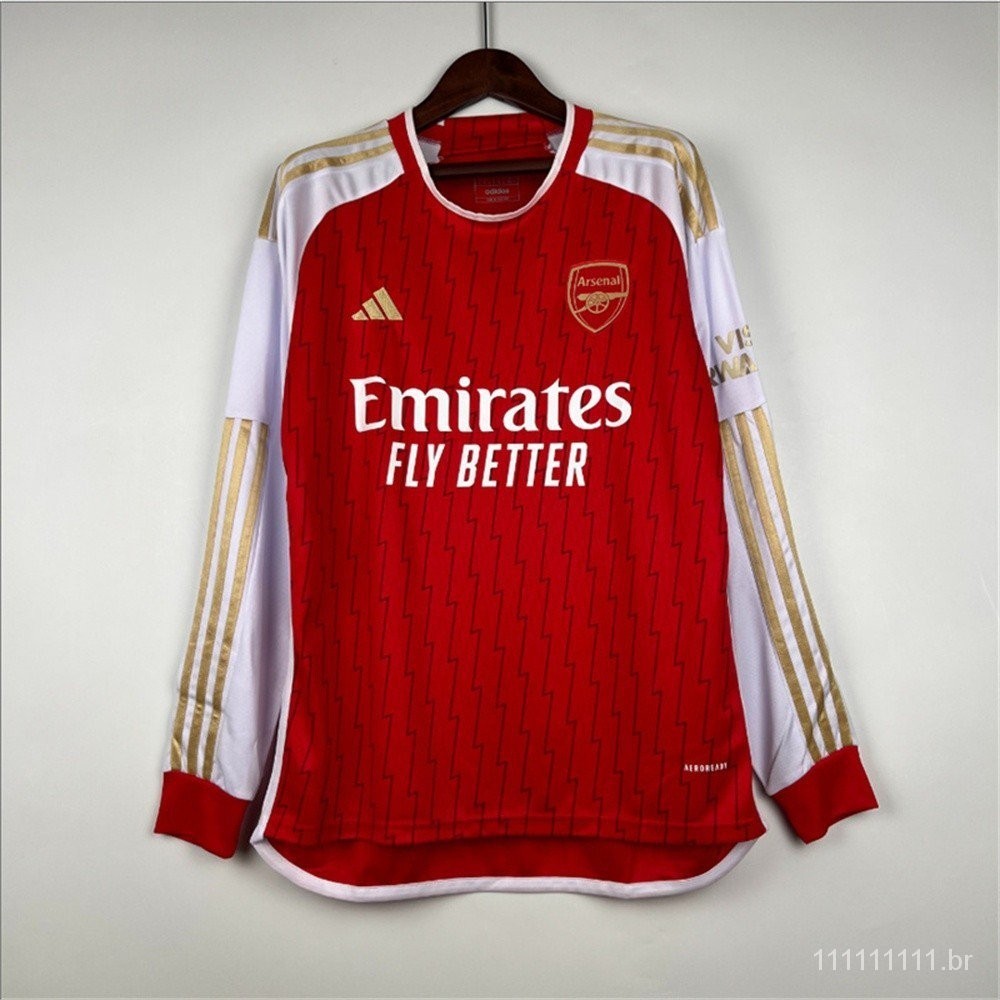 23-24 Arsenal casa camisa de camisa de futebol camisa de manga longa