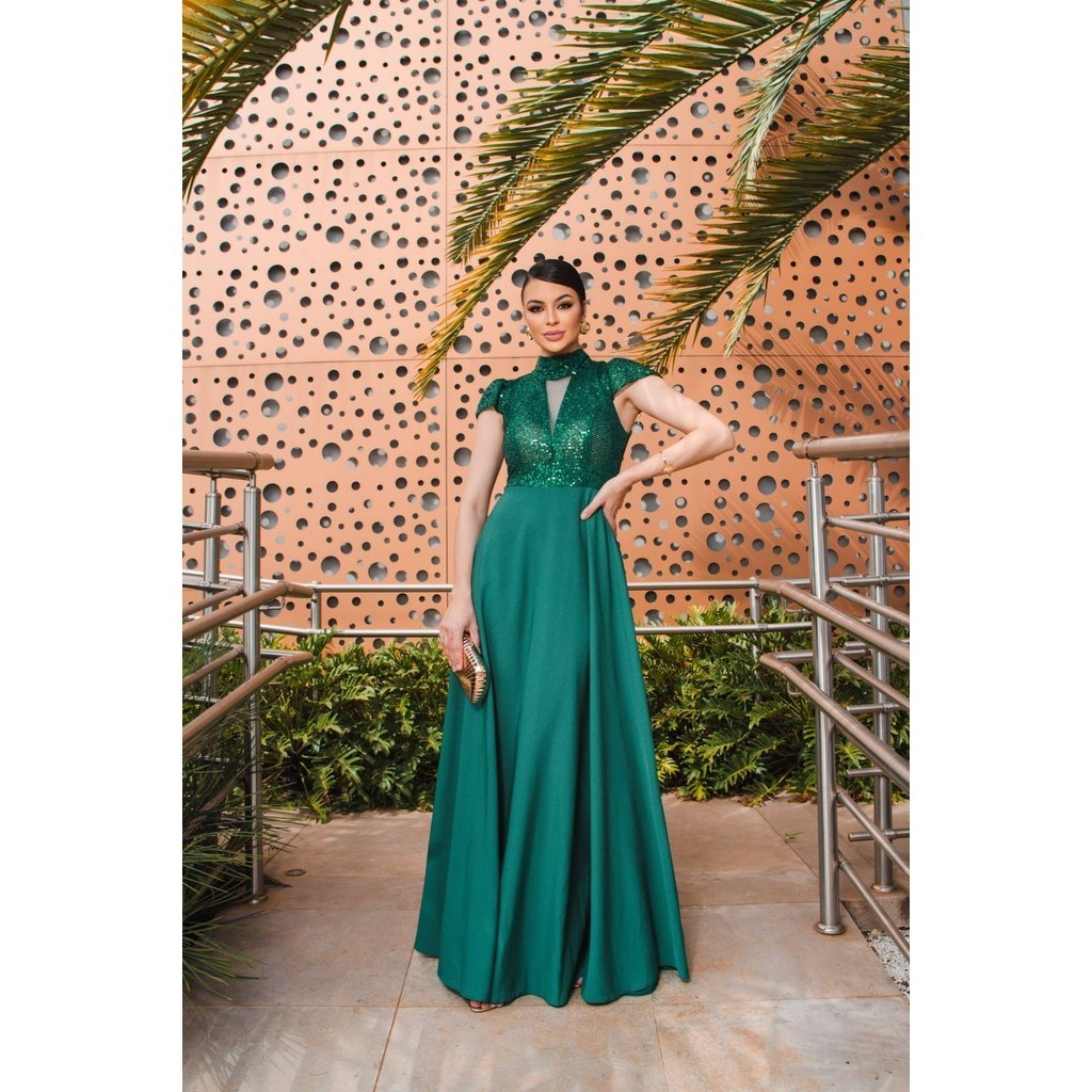 Verde Esmeralda Vestido Longo TranÇado Nas Costas Vestido De Festa