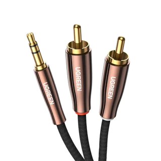 Cabo de Áudio Estéreo Ugreen 3.5mm para 2Rca Macho 1 Metro Preto