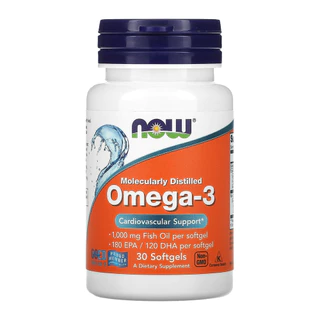 Ômega-3 Molecularmente Destilados Now Foods 30Softgels