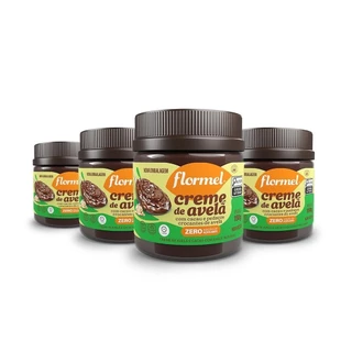 Kit Creme De Avelã Com Cacau E Pedaços Crocantes De Avelã Flormel Zero Açúcar Com 4 Unidades