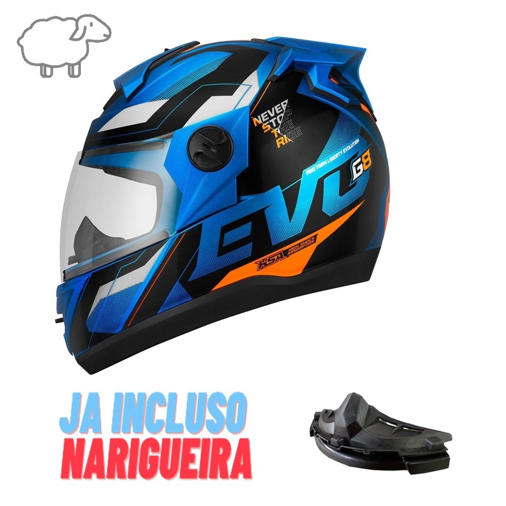 Capacete Moto Fechado Pro Tork Evolution G8 Evo 788 Masculino Feminino Motoqueiro Moto Boy Universal Lançamento Promoção Oferta