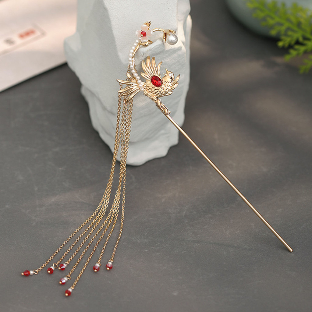 Prendedor De Cabelo Vintage Hanfu Com Pendão Feito À Mão Feminino Estilo Étnico Grampo Franja