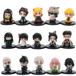 Miniaturas Demon Slayer Kimetsu No Yaiba Tanjiro Nezuko Mitsuri Muichiro Tokito Uzui Obanai Zenitsu Inosuke Action Figure Chibi Bonecos Figure