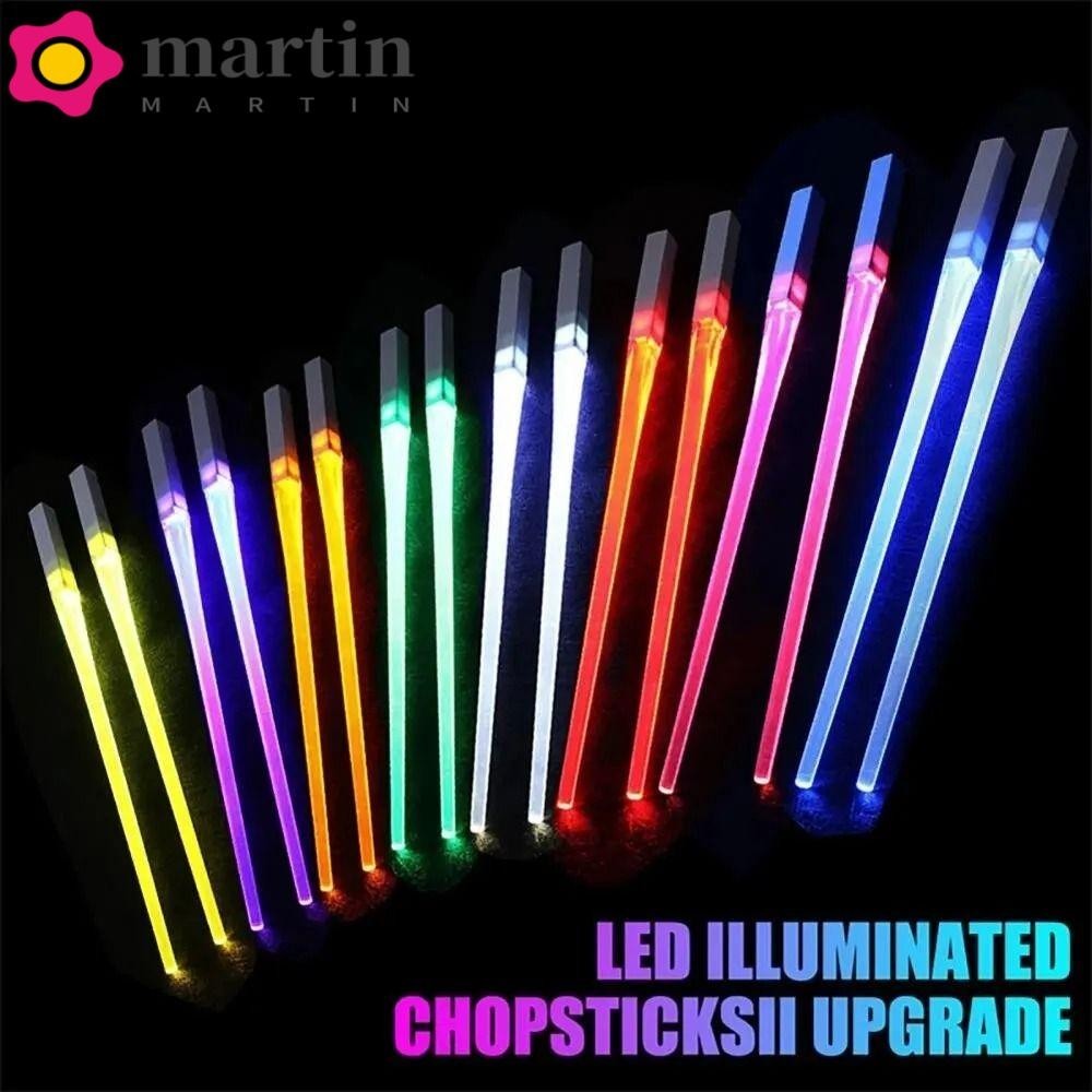 MARTIN 1 Par De Pauzinhos De Luzsaber Chopsticks , Luz LED Coloridos , Sabres Cozinha Com Segurança Alimentar BPA Free Flashing Wands Destacável