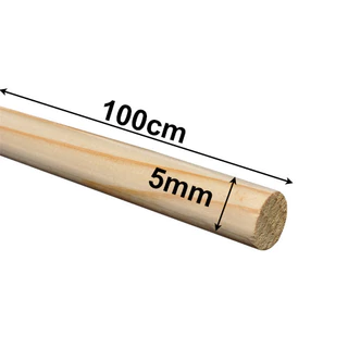 Kit 10 Unidades Vareta de Madeira Pinus 100cm x 5mm