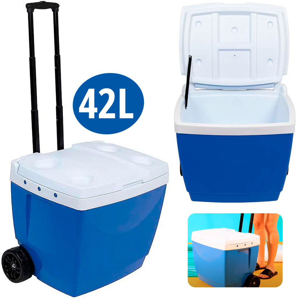 Caixa Termica Com Rodas Mor De 42 Litros Grande Azul Cooler | Shopee Brasil
