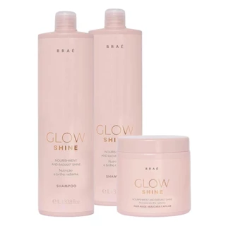 Kit Braé Glow Shine Shampoo 1L, Shampoo 1L, Máscara 500g (3 produtos)