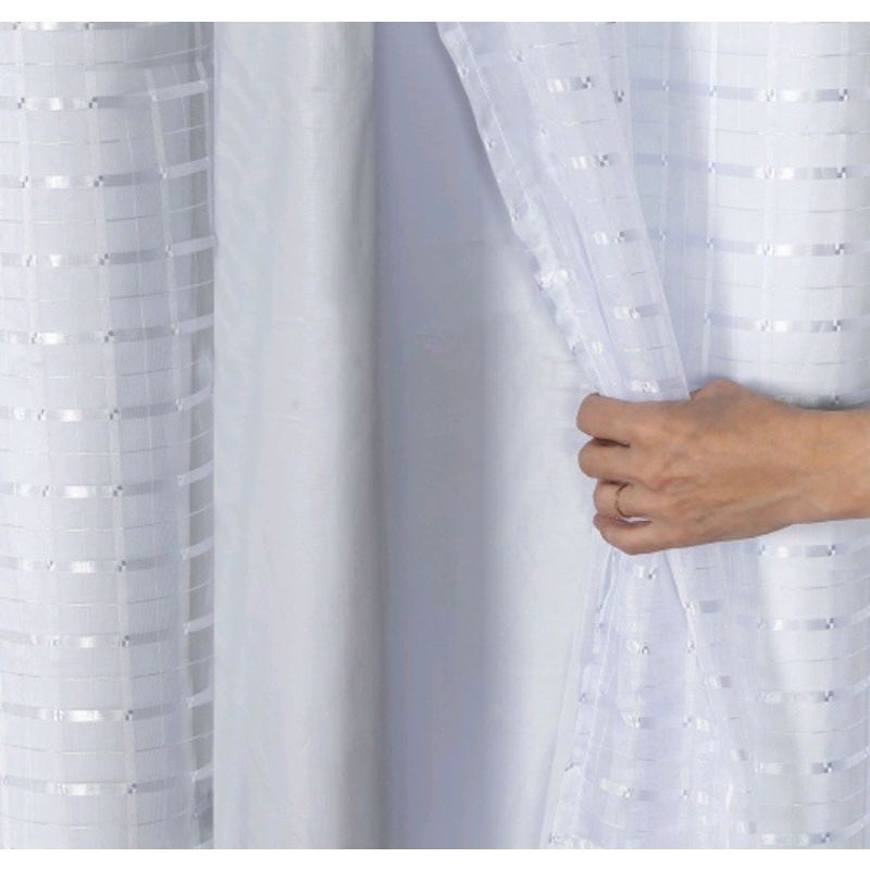 Cortina 2,00 X 2,80 De Microfibra Voil Liso Ou Xadrez Quarto Ou Sala 2Part - Oferta