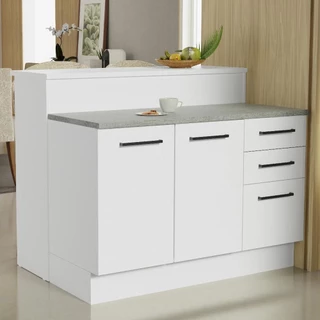 Ilha de Cozinha com Bancada e Balcão 120 cm Branco Agata Madesa em Oferta na Shopee