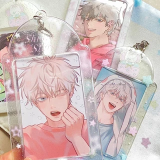 Porta-Cartões De 3 Polegadas Transparente Glitter Star Card Cute Sleeping Bear Bag Idol Photocard Bus ID Cartão De Crédito Caixa Protetora À Prova D'água Papelaria
