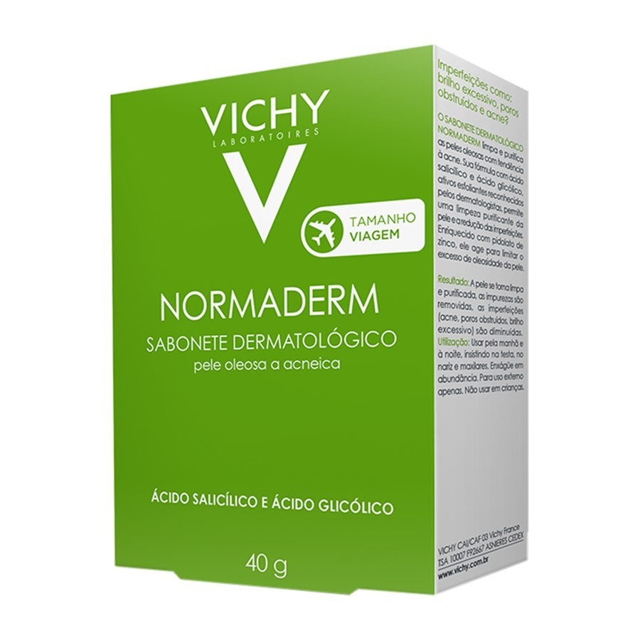 Sabonete Facial em Barra Vichy Normaderm Pele Oleosa a Acneica com 40g ...