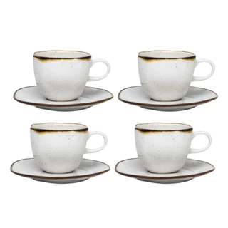 Jogo de Xicaras Chá Café Com Pires 4pcs Porcelana Ryo Maresia 220ml Oxford
