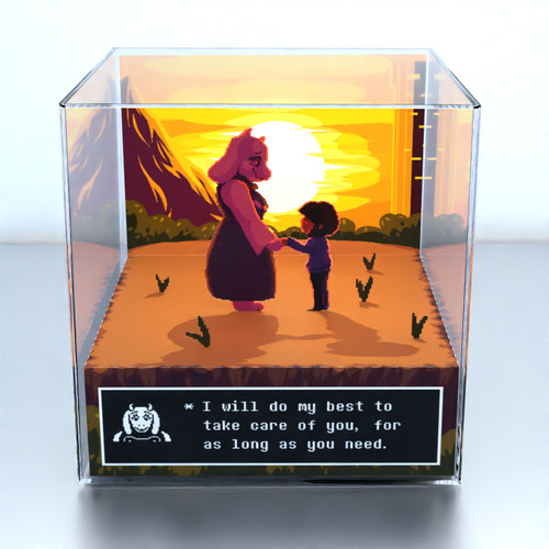 Cubo Diorama Undertale Toriel e Frisk - Pronta entrega