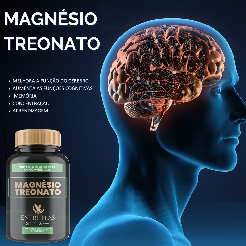 Treonato de Magnésio 1000mg 60 Comprimidos Melhora Memória e ...