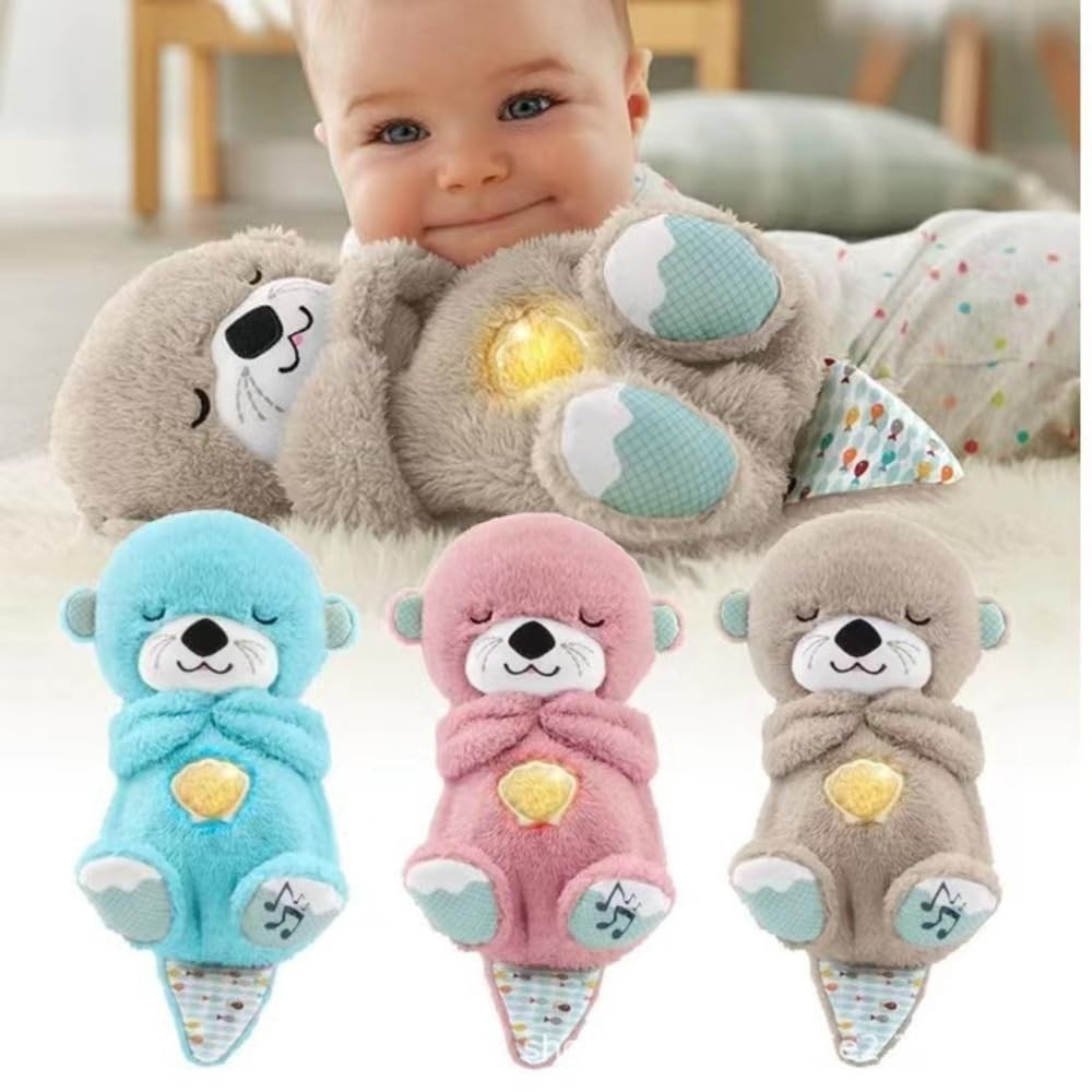 Lovely little otter Musical Light Plush Dolls Pat Lamp Sleeping Comfort Luz Nocturna LED Apaziguar Brinquedos De Urso Para Crianças Presentes De Bebê