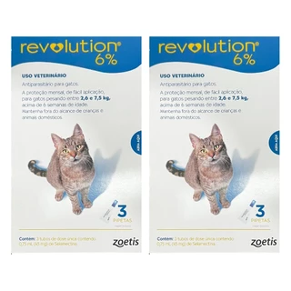 Antipulgas Revolution Gatos 2,6kg A 7,5kg - 3 Pipetas- 2 Un