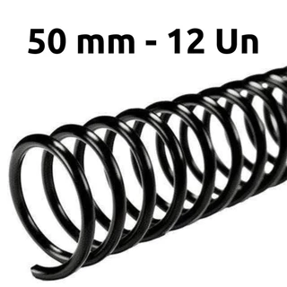 ESPIRAL PARA ENCADERNAÇÃO 50MM, PRETO, PARA 500 FLS, PACOTE 12 UN