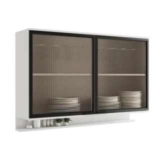 Aéreo de Cozinha 1200mm 2 Pts de Vidro Lótus Carraro Branco