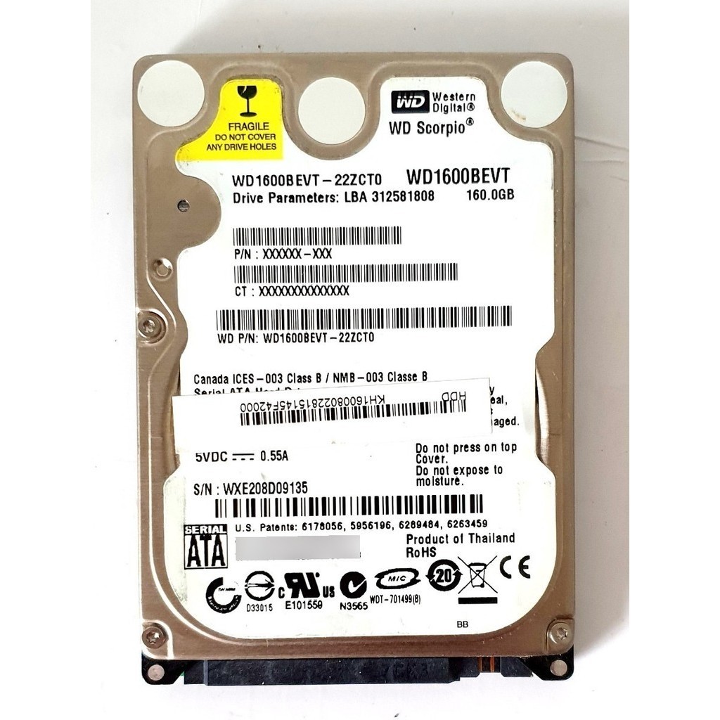 Hd 160gb Notebook Western Digital Wd Wd1600bevt 160 Gigas | Shopee Brasil