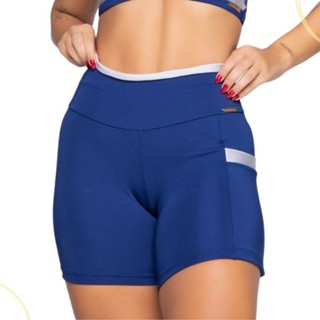 Short Cris Bolso Para Corrida Academia Feminino Cós Alto Fit