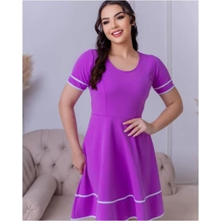 Vestido Feminino Moda Evangélica Rodado Culto Social Oferta Liso Princesa Confotavel Elegante Roupa