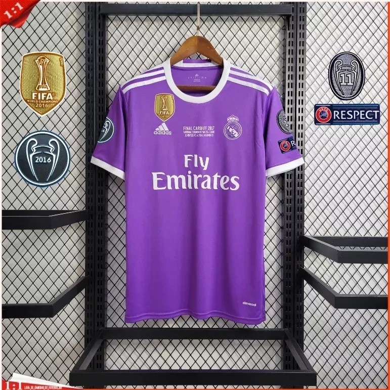 Retro Real Madrid 16/17 Roxo Temporada Futebol Camisa Homens Tamanho Personalizado: S-2XL