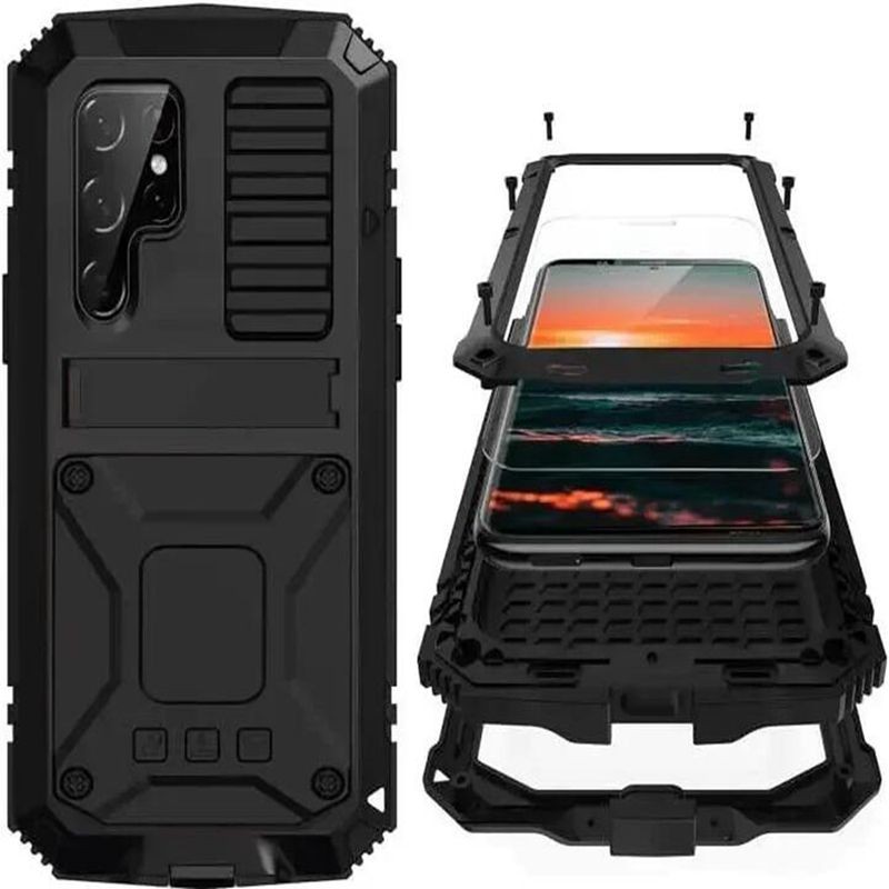 Capa Armadura De Metal De Alumínio Resistente Para Samsung S25 S24 Ultra S23 S22 S21Ultra Note 20 S20 Plus Protetor De T